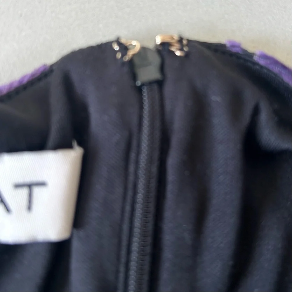 Taylor Floral Velvet Burnout Black and Purple Spagetti Strap  Midi Dress. Size 8 - Picture 6 of 15